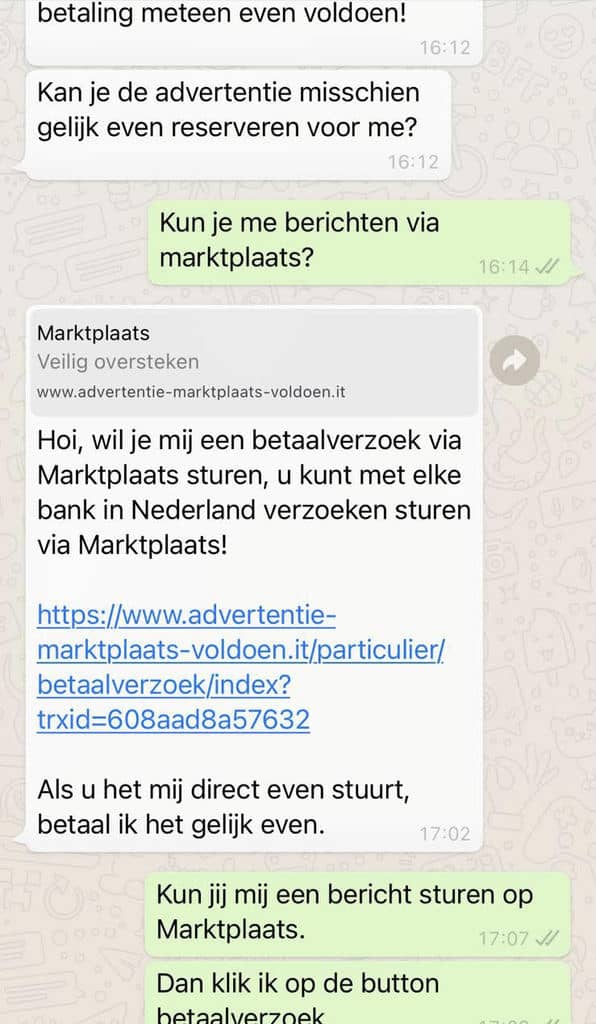 marktplaats oplichting